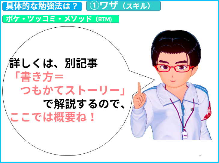 読み方　詳しくは、別記事 「書き方＝ 　つもかてストーリー」 　　　で解説するので、 ここでは概要ね！
