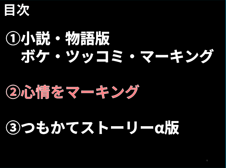 読み方小説物語目次　心情をマーキング