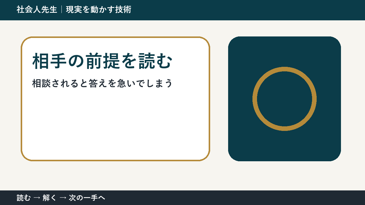 部下や同僚から相談を受ける場面で判断が止まる理由｜相手の前提を読むで見方を一段変える
