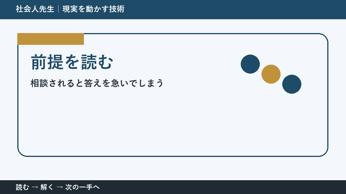 相談されると答えを急いでしまうときの3分整理｜前提を読むで確認点をつくる