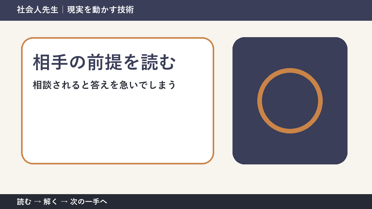 相談されると答えを急いでしまうときの見方を変える｜相手の前提を読むで判断基準を取り戻す