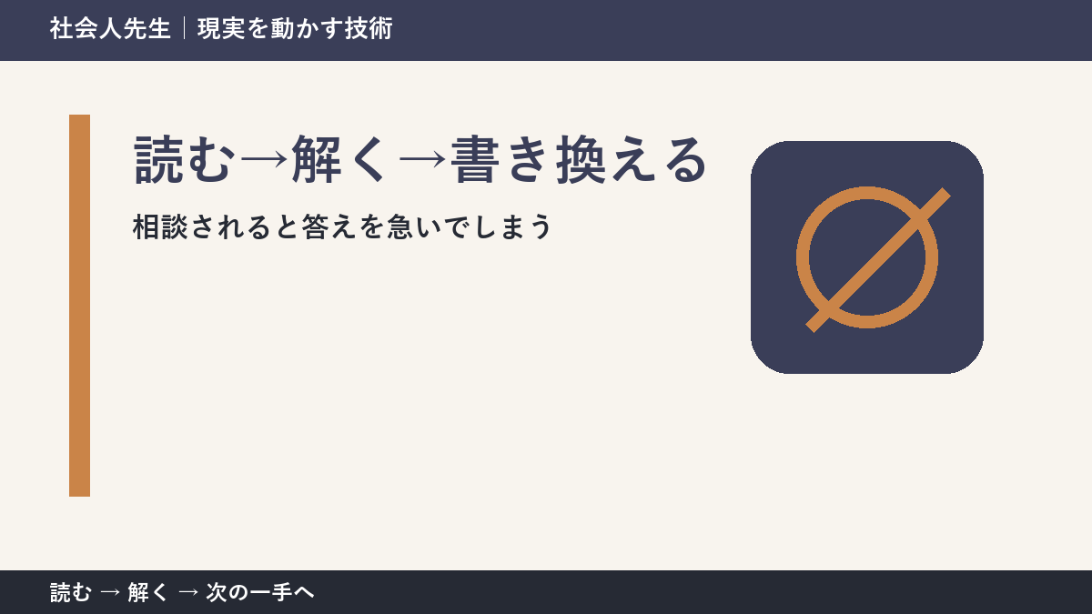 相談されると答えを急いでしまうときの3分整理｜読む→解く→書き換えるで確認点をつくる