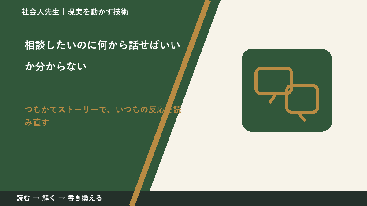 相談したいのに何から話せばいいか分からないとき、見方を変えると何が見える？