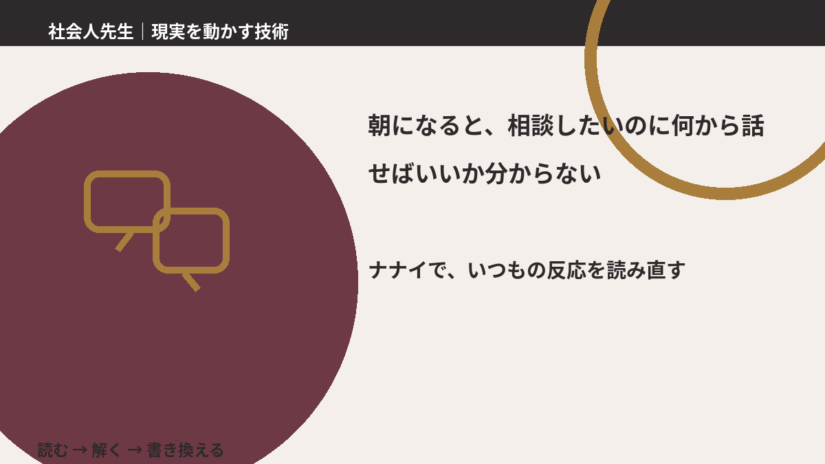 朝になると、相談したいのに何から話せばいいか分からないとき、どうする？｜事実と解釈を分ける