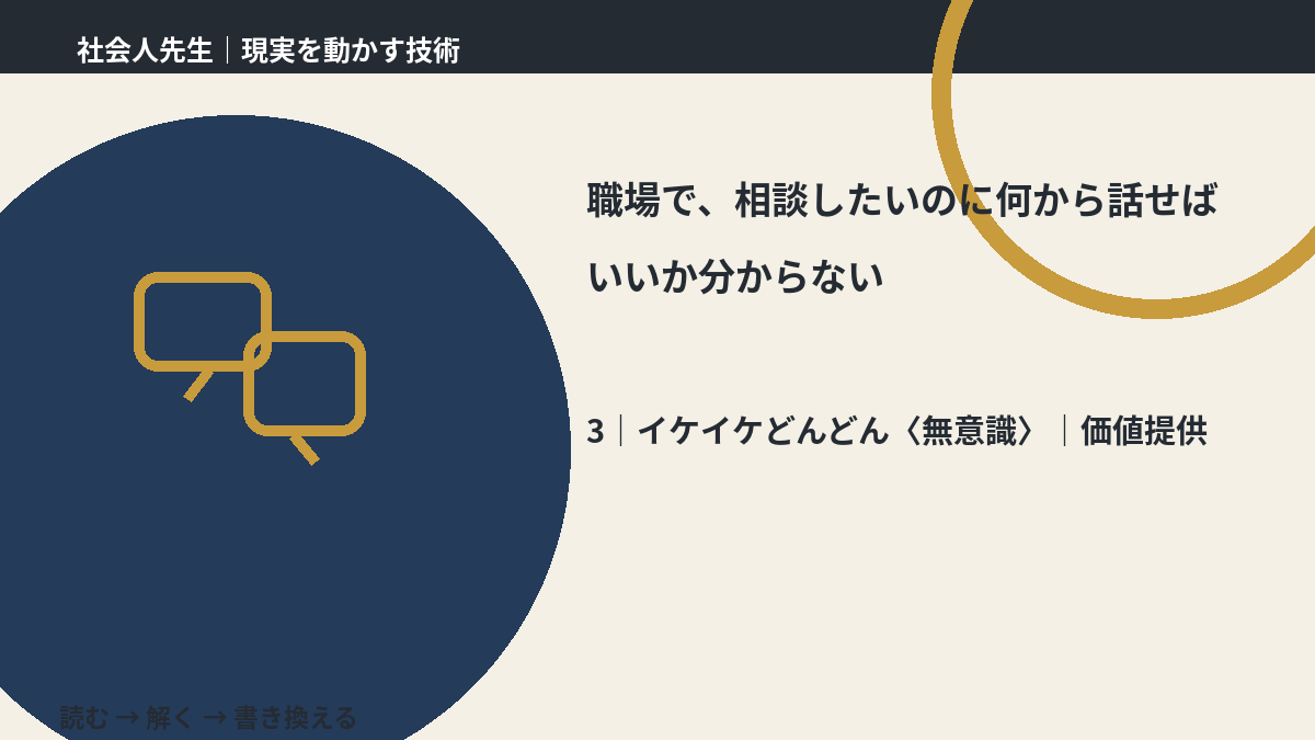 職場で、相談したいのに何から話せばいいか分からないとき、気合いでなく自然に動ける状態を育てる｜価値提供