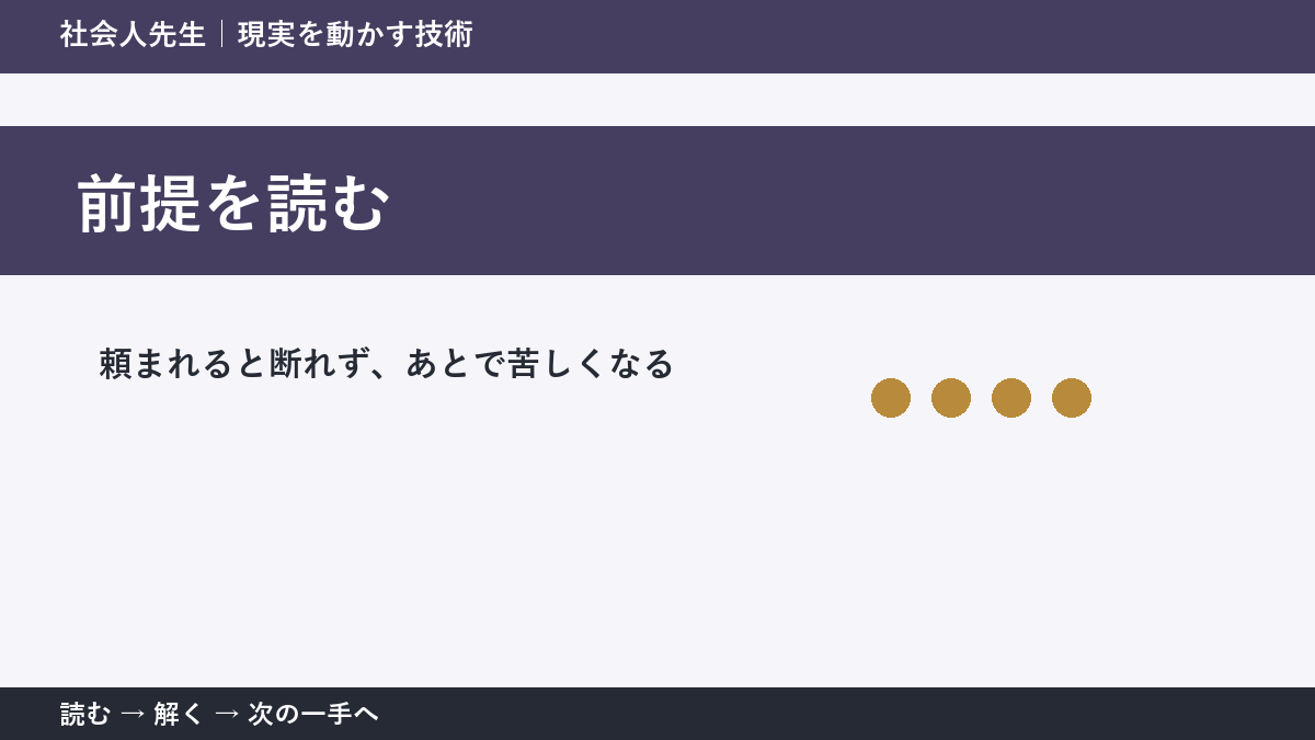 いまの見方を一度疑う｜頼まれると断れず、あとで苦しくなるときの前提を読む