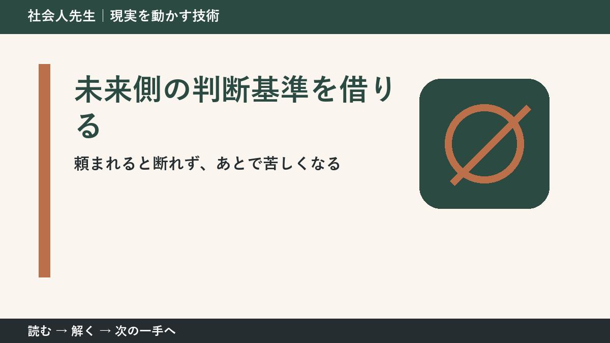 その迷い、本当に『答え不足』？｜未来側の判断基準を借りるで前提から読み直す
