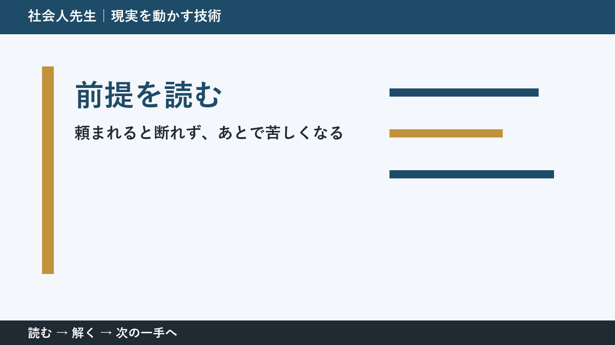 その迷い、本当に『答え不足』？｜前提を読むで前提から読み直す