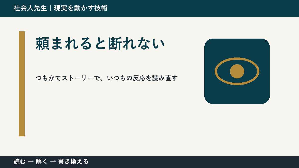 予定が埋まっている日に追加依頼を受けた瞬間で判断が詰まったら｜つもかてストーリー｜相手の前提