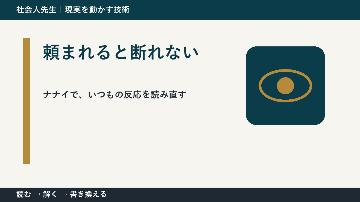 頼まれると断れないとき、何を見落としている？｜ナナイ｜時間軸