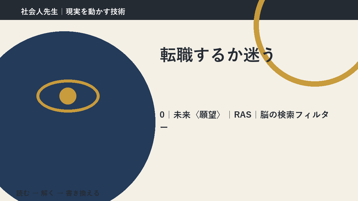 転職するか迷うとき、未来を判断基準にするには?|RAS|脳の検索フィルター