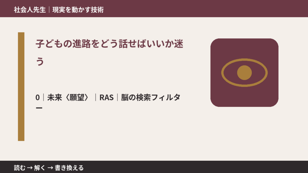 子どもの進路をどう話せばいいか迷うとき、未来を判断基準にするには？｜RAS｜脳の検索フィルター