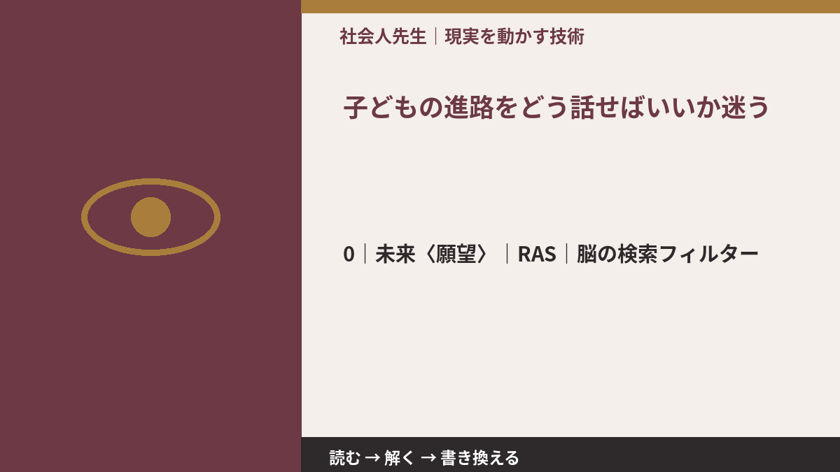 子どもの進路をどう話せばいいか迷うとき、未来を判断基準にするには?|RAS|脳の検索フィルター