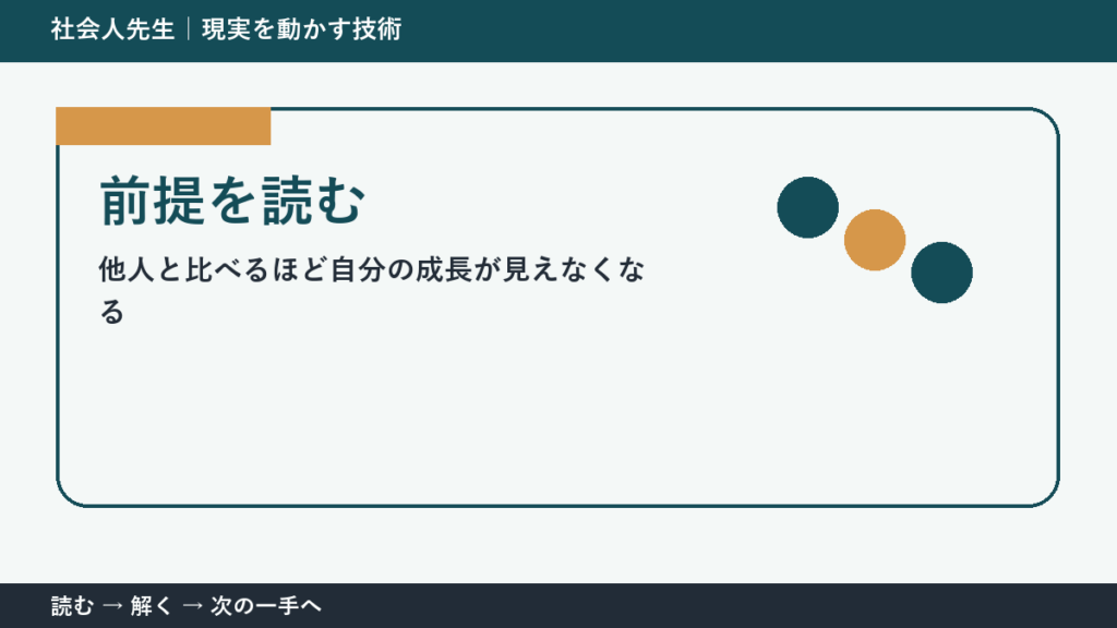 いまの見方を一度疑う｜他人と比べるほど自分の成長が見えなくなるときの前提を読む
