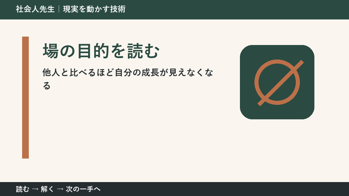 SNSや職場で他人の成果を見たあとで考えが堂々巡りするとき|場の目的を読むで出口をつくる