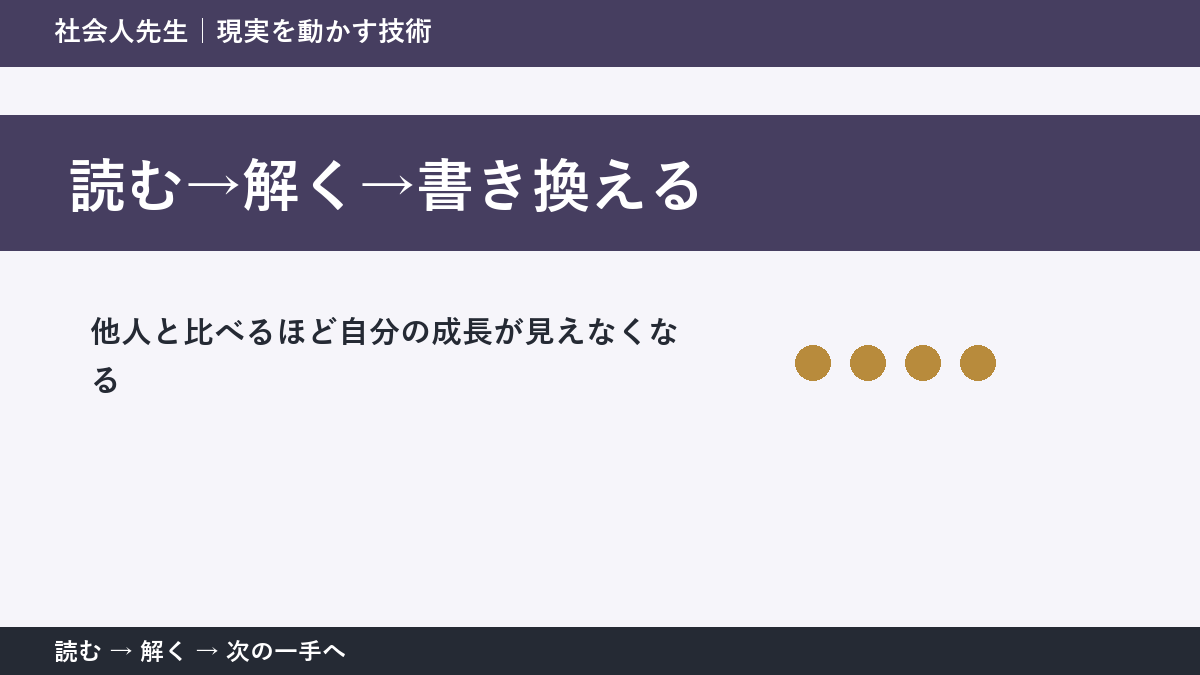 いまの見方を一度疑う｜他人と比べるほど自分の成長が見えなくなるときの読む→解く→書き換える