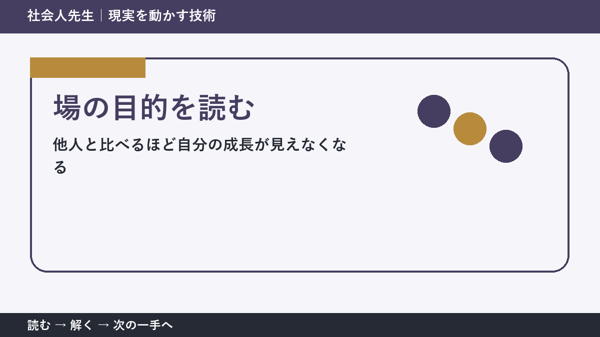 なぜ他人と比べるほど自分の成長が見えなくなるのか｜場の目的を読むで『いま見えている現実』を読み直す
