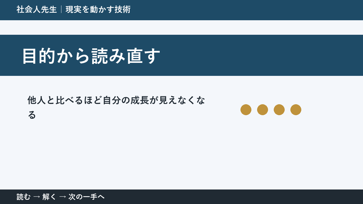 他人と比べるほど自分の成長が見えなくなるとき、視点を一段ずらす｜目的から読み直すを仕事で使う