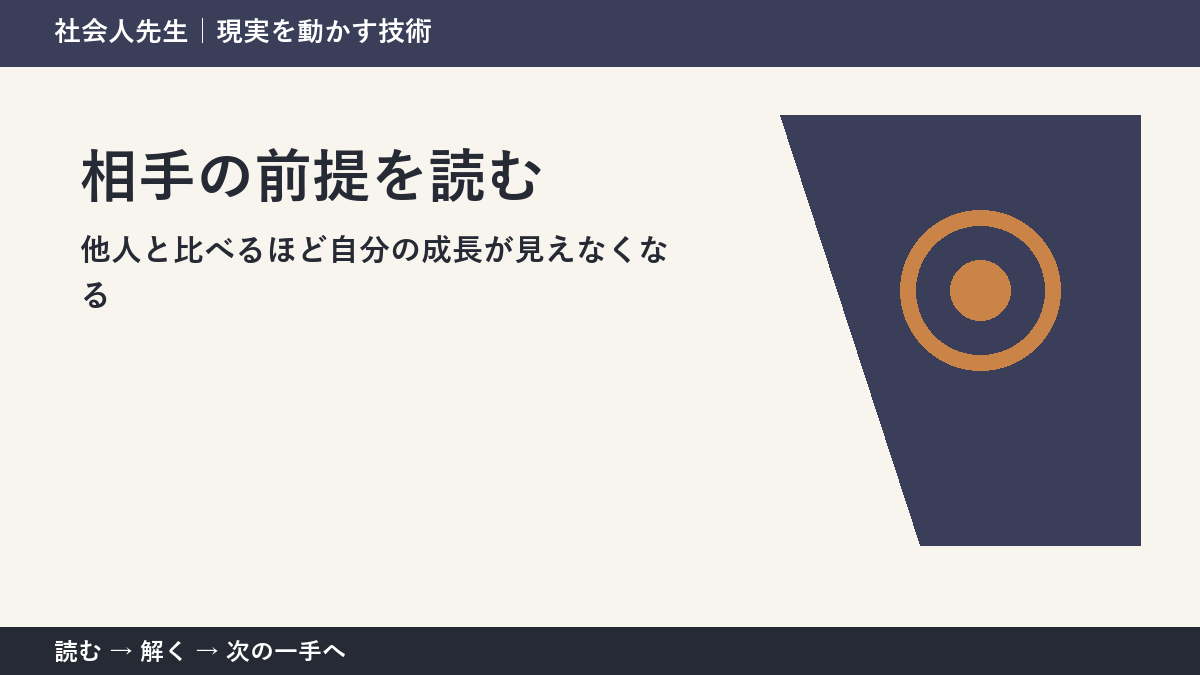 他人と比べるほど自分の成長が見えなくなるとき、何を先に確かめる？｜相手の前提を読むの実践