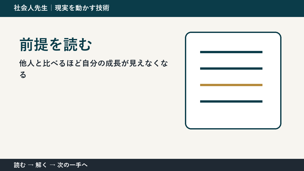 他人と比べるほど自分の成長が見えなくなるときの見方を変える｜前提を読むで判断基準を取り戻す