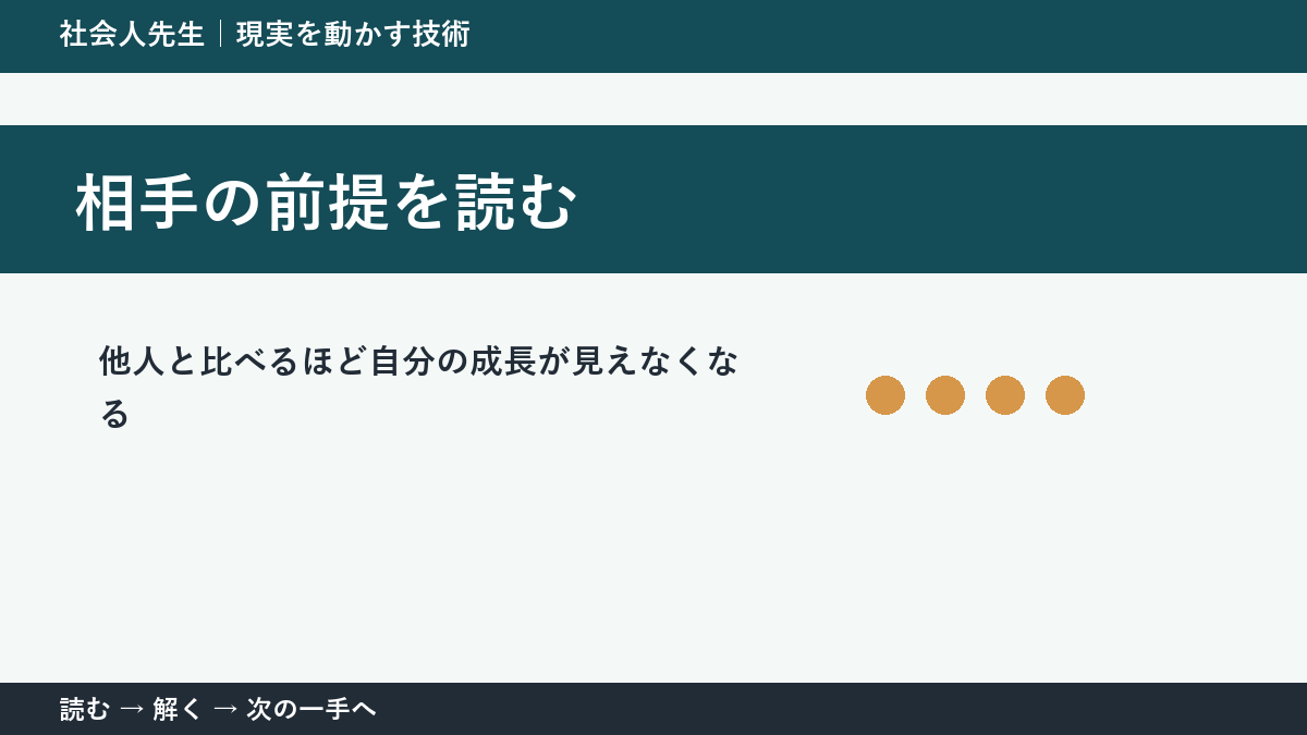 判断を急ぐほど見えなくなるもの｜他人と比べるほど自分の成長が見えなくなるときの相手の前提を読む