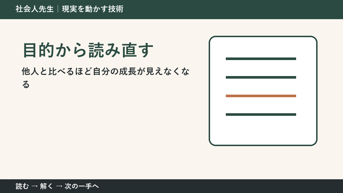 他人と比べるほど自分の成長が見えなくなるときの見方を変える｜目的から読み直すで判断基準を取り戻す