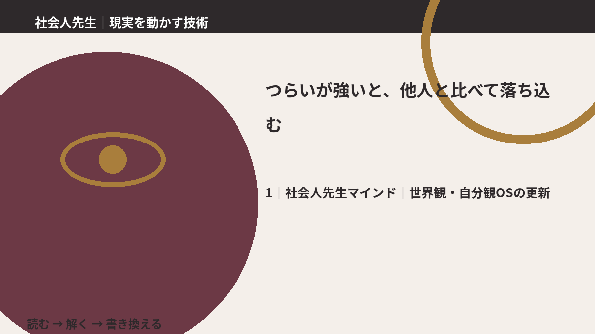 つらいが強いと、他人と比べて落ち込むとき、自分の見方だけで決めないために｜世界観・自分観OSの更新
