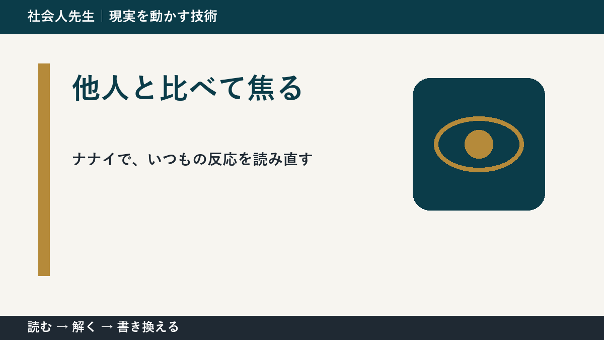 他人と比べて焦るとき、まず分けたい事実と解釈|ナナイ