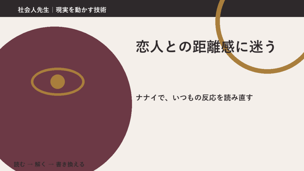 恋人との距離感に迷うとき、どうする？｜事実と解釈を分ける
