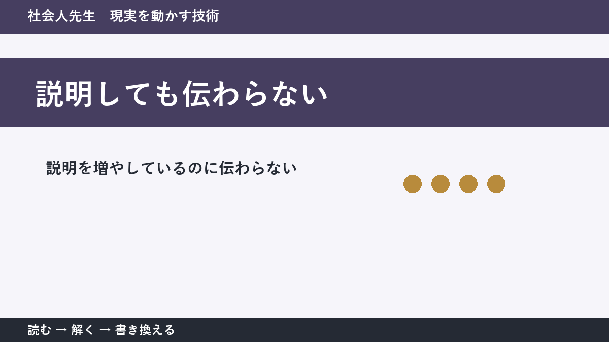 「分かりやすく」が伝わらない理由｜仕事のすれ違いを減らす一問