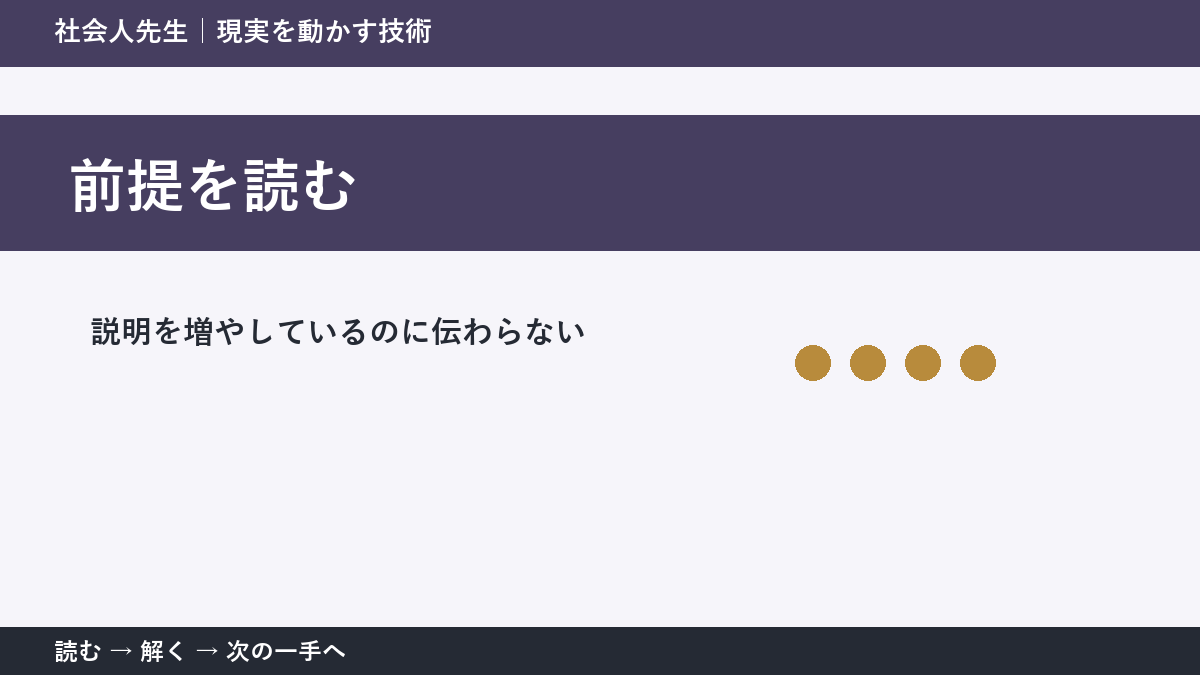 判断を急ぐほど見えなくなるもの｜説明を増やしているのに伝わらないときの前提を読む