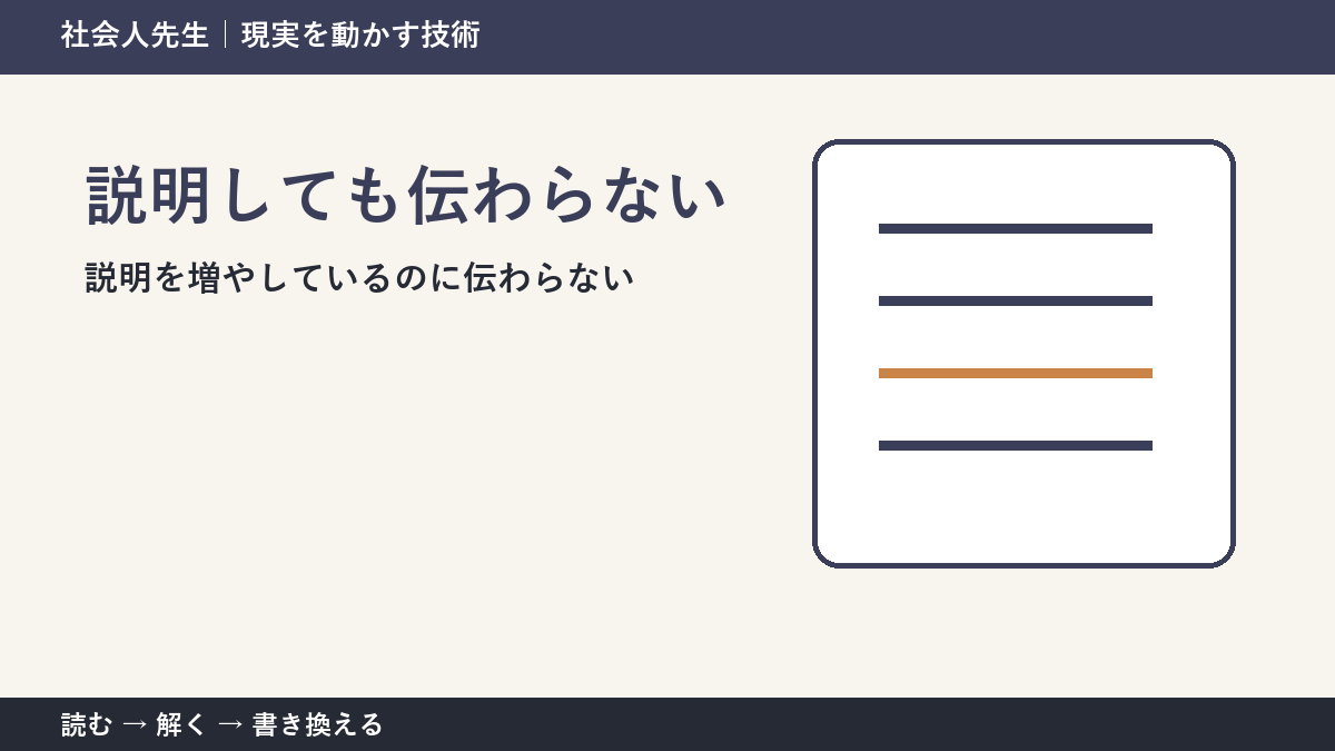 「分かりやすく」が伝わらない理由｜仕事のすれ違いを減らす一問