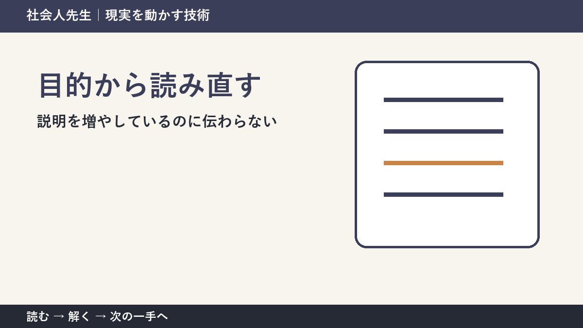 説明を増やしているのに伝わらないときの見方を変える｜目的から読み直すで判断基準を取り戻す
