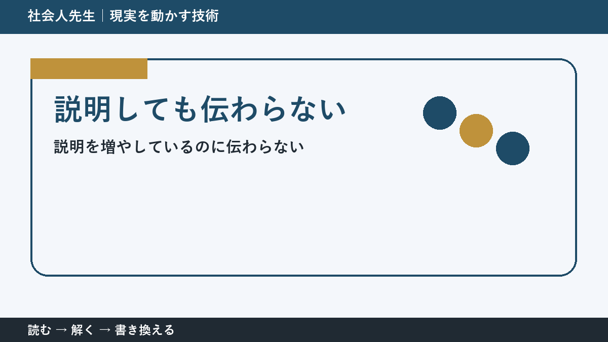 「分かりやすく」が伝わらない理由｜仕事のすれ違いを減らす一問