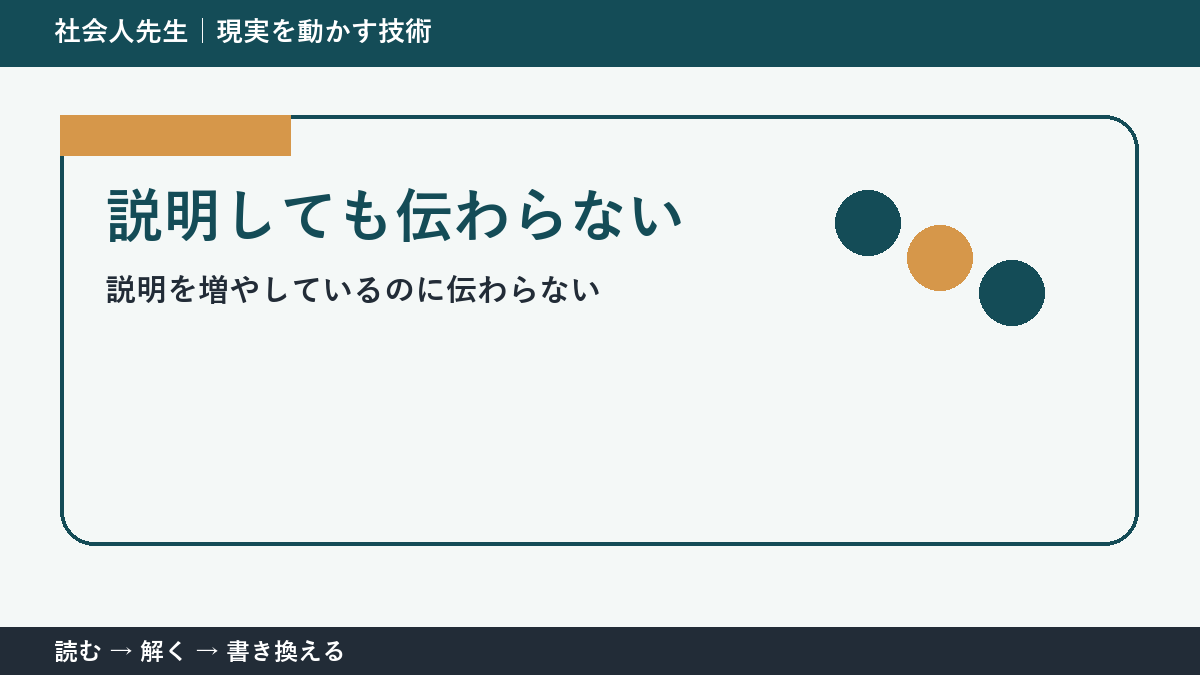 「分かりやすく」が伝わらない理由｜仕事のすれ違いを減らす一問