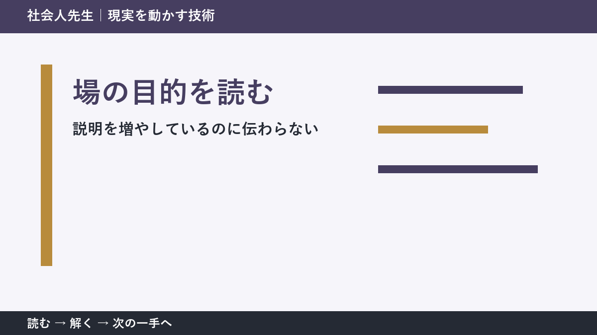 いまの見方を一度疑う｜説明を増やしているのに伝わらないときの場の目的を読む