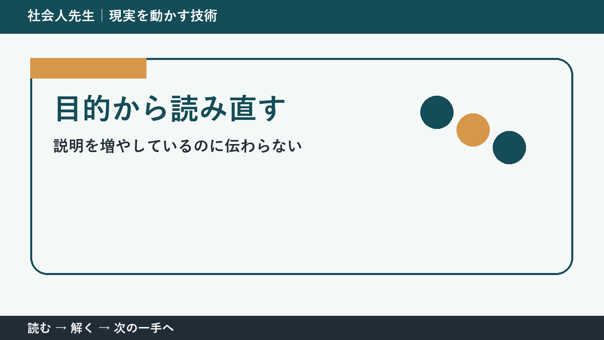 説明を増やしているのに伝わらないときの見方を変える｜目的から読み直すで判断基準を取り戻す