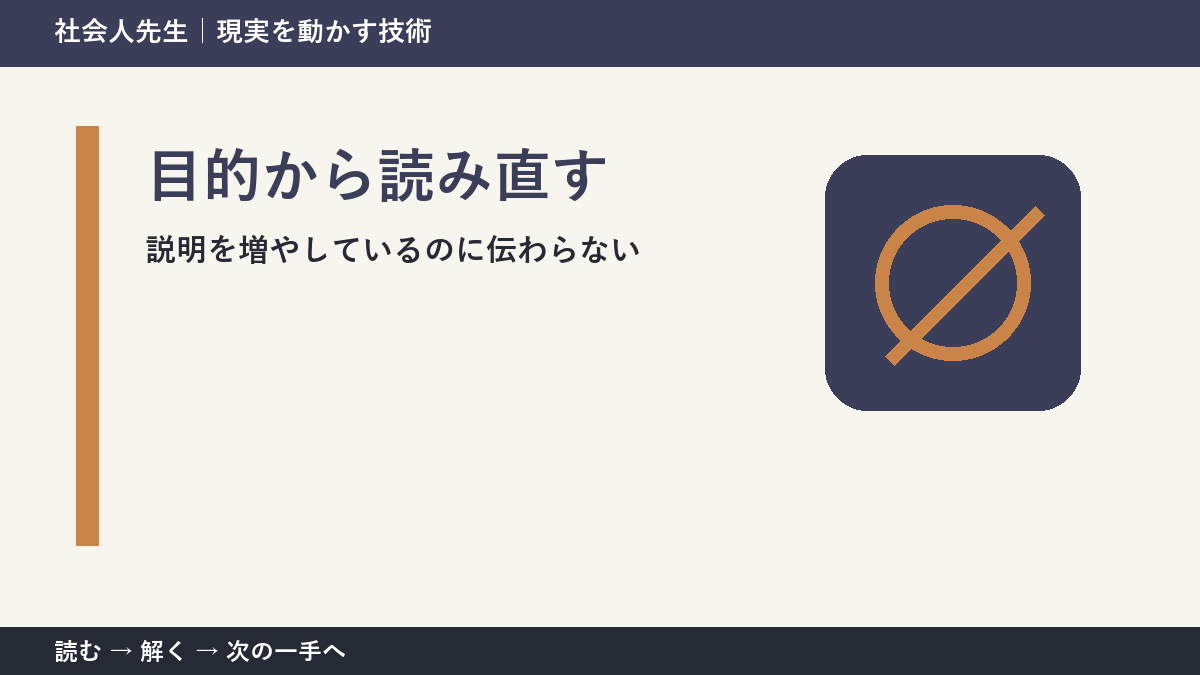 答えを増やしても決まらないとき｜目的から読み直すで問いを置き直す