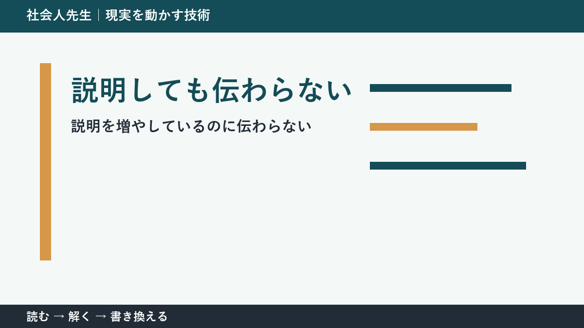 「分かりやすく」が伝わらない理由｜仕事のすれ違いを減らす一問