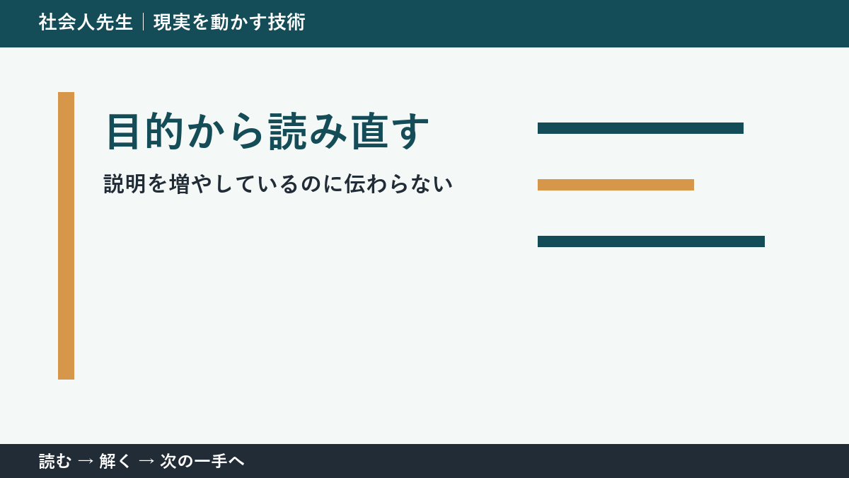 答えを増やしても決まらないとき｜目的から読み直すで問いを置き直す