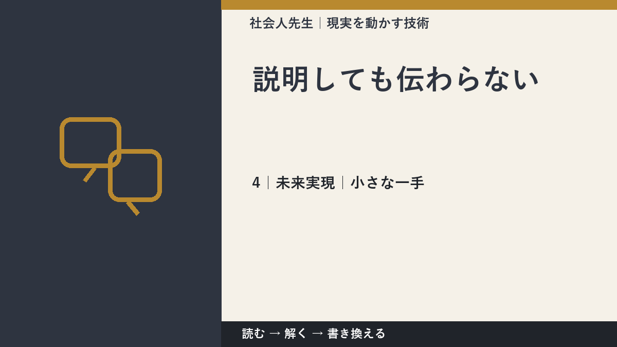 説明しても伝わらないとき、未来へつながる次の一手は？｜小さな一手
