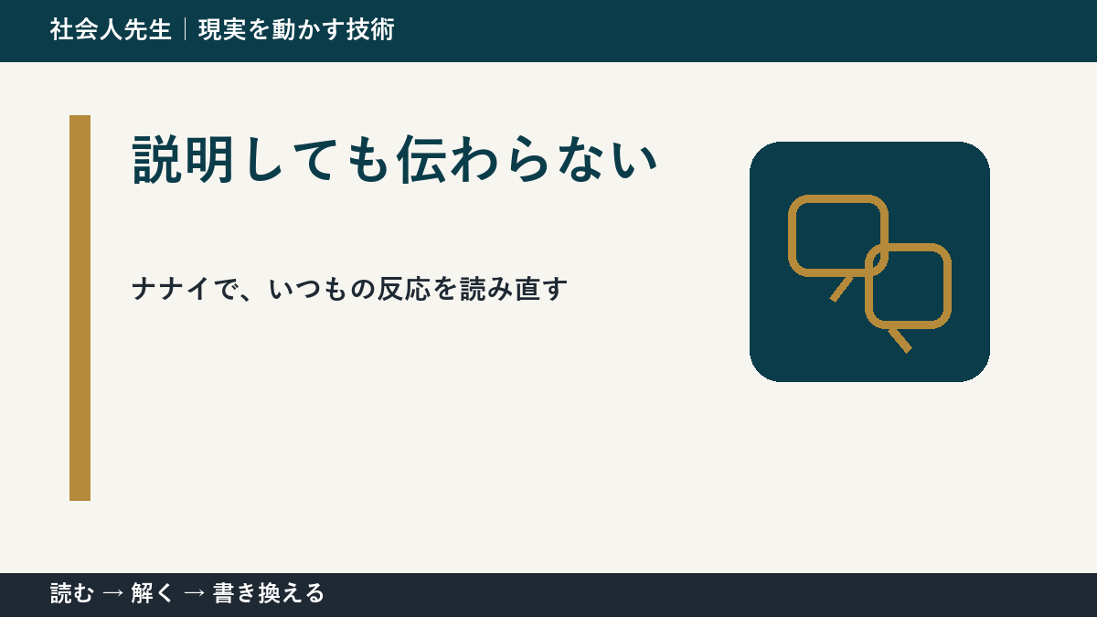 説明しても伝わらないとき、何を見落としている？｜ナナイ｜役割