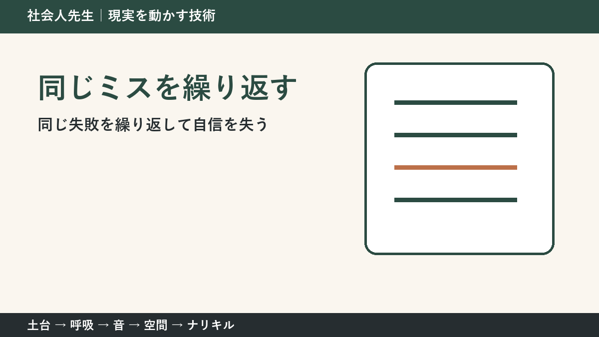 同じミスを繰り返すとき|自分を責める前に見る「直前3分」