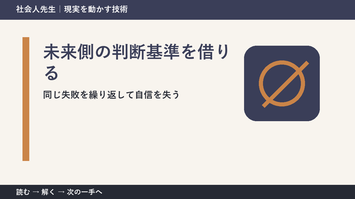 決められないときは、判断基準を先に読む｜仕事のミスを振り返る場面の未来側の判断基準を借りる