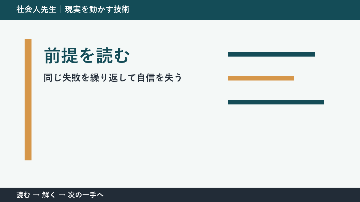 判断を急ぐほど見えなくなるもの｜同じ失敗を繰り返して自信を失うときの前提を読む