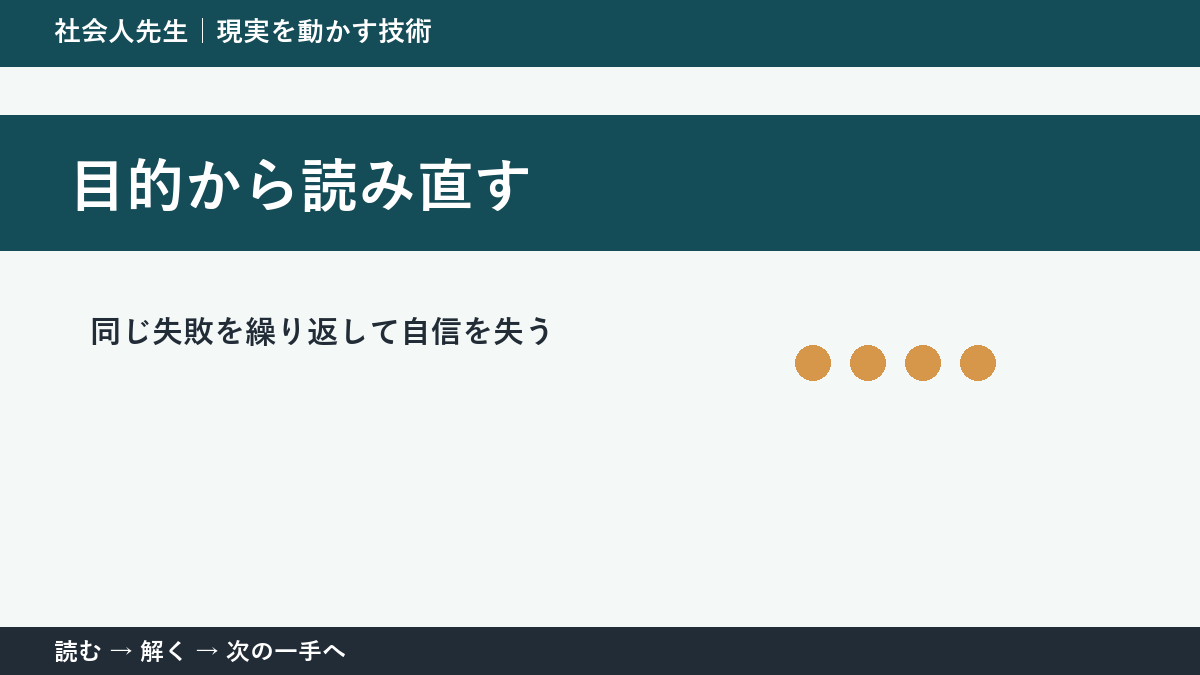 同じ失敗を繰り返して自信を失うときの見方を変える｜目的から読み直すで判断基準を取り戻す