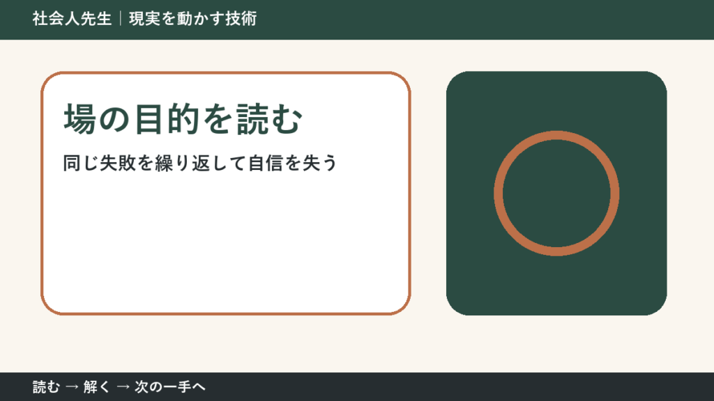 判断を急ぐほど見えなくなるもの｜同じ失敗を繰り返して自信を失うときの場の目的を読む