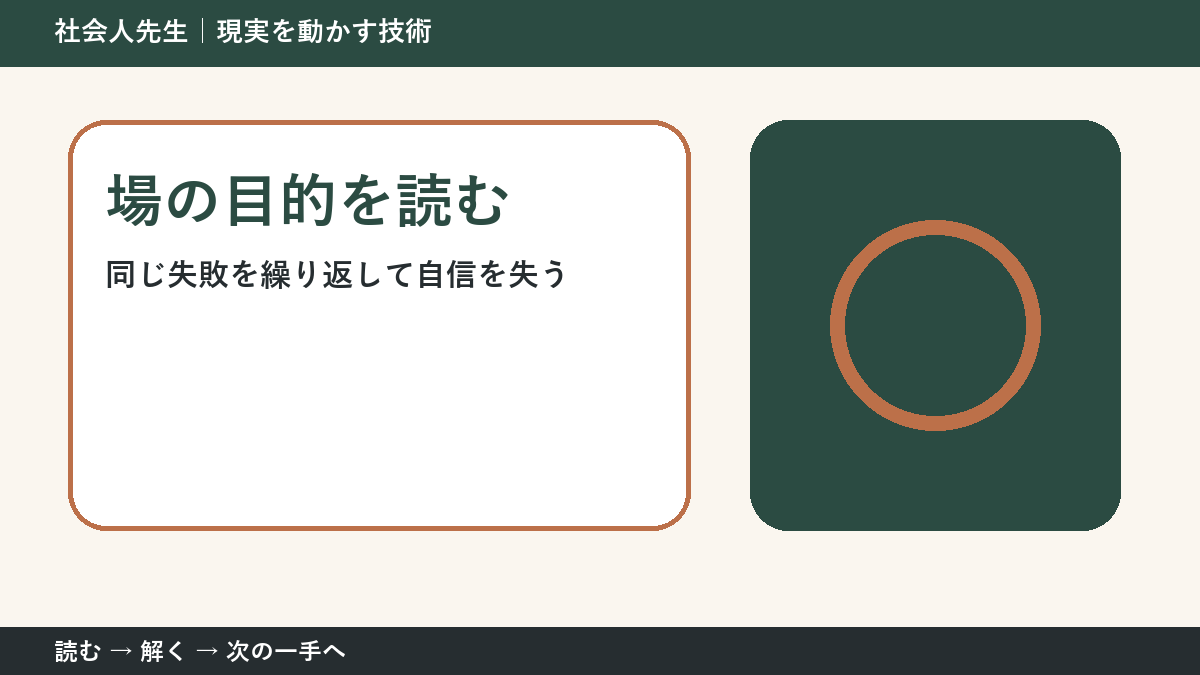 判断を急ぐほど見えなくなるもの｜同じ失敗を繰り返して自信を失うときの場の目的を読む