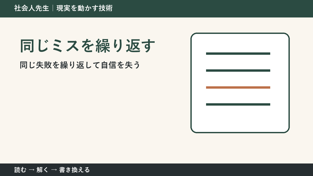 同じ失敗で自信を失う前に|ミスの原因を小さく分ける方法