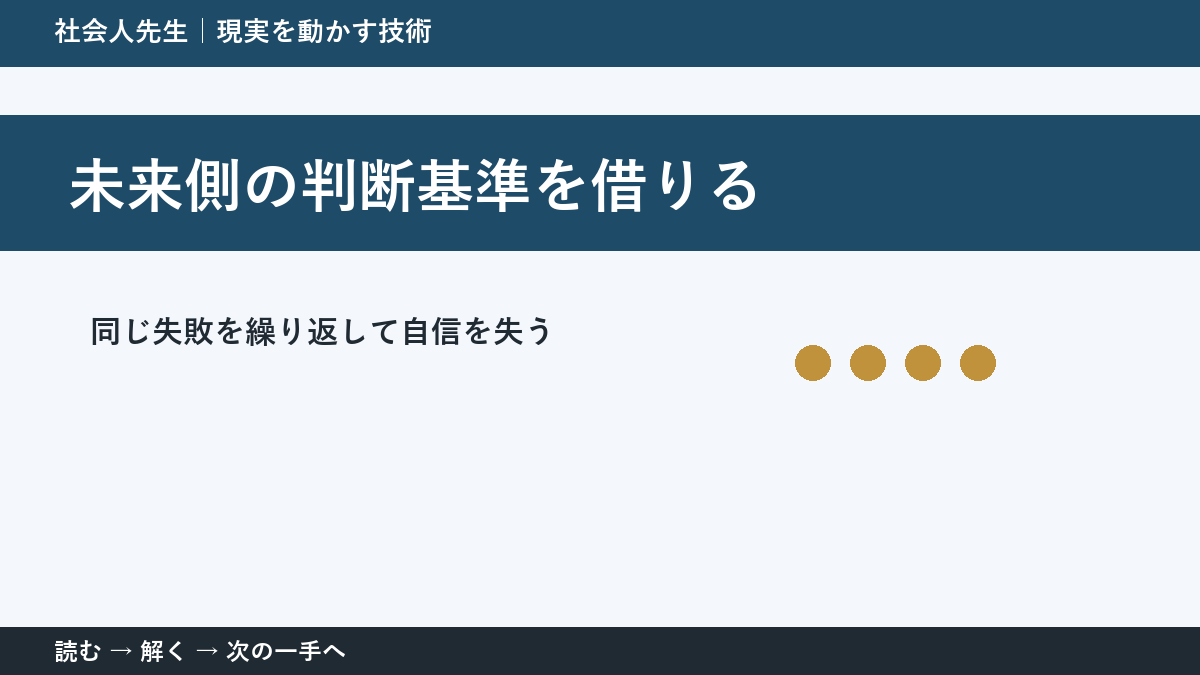 判断を急ぐほど見えなくなるもの｜同じ失敗を繰り返して自信を失うときの未来側の判断基準を借りる